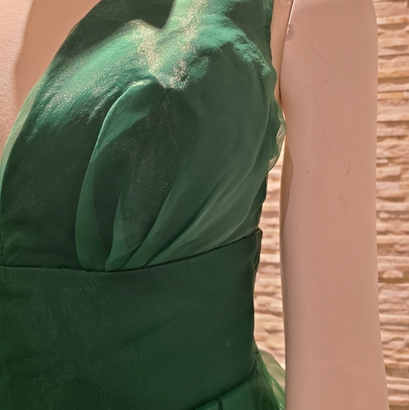 Organza Green Cocktail Dress. - Picture 6 of 9